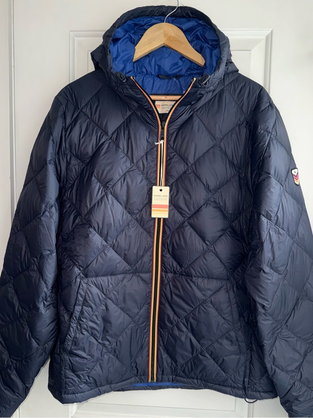 NWT Marine Layer Archive Midweight Quilted Jacket in Navy/Retro Stripe